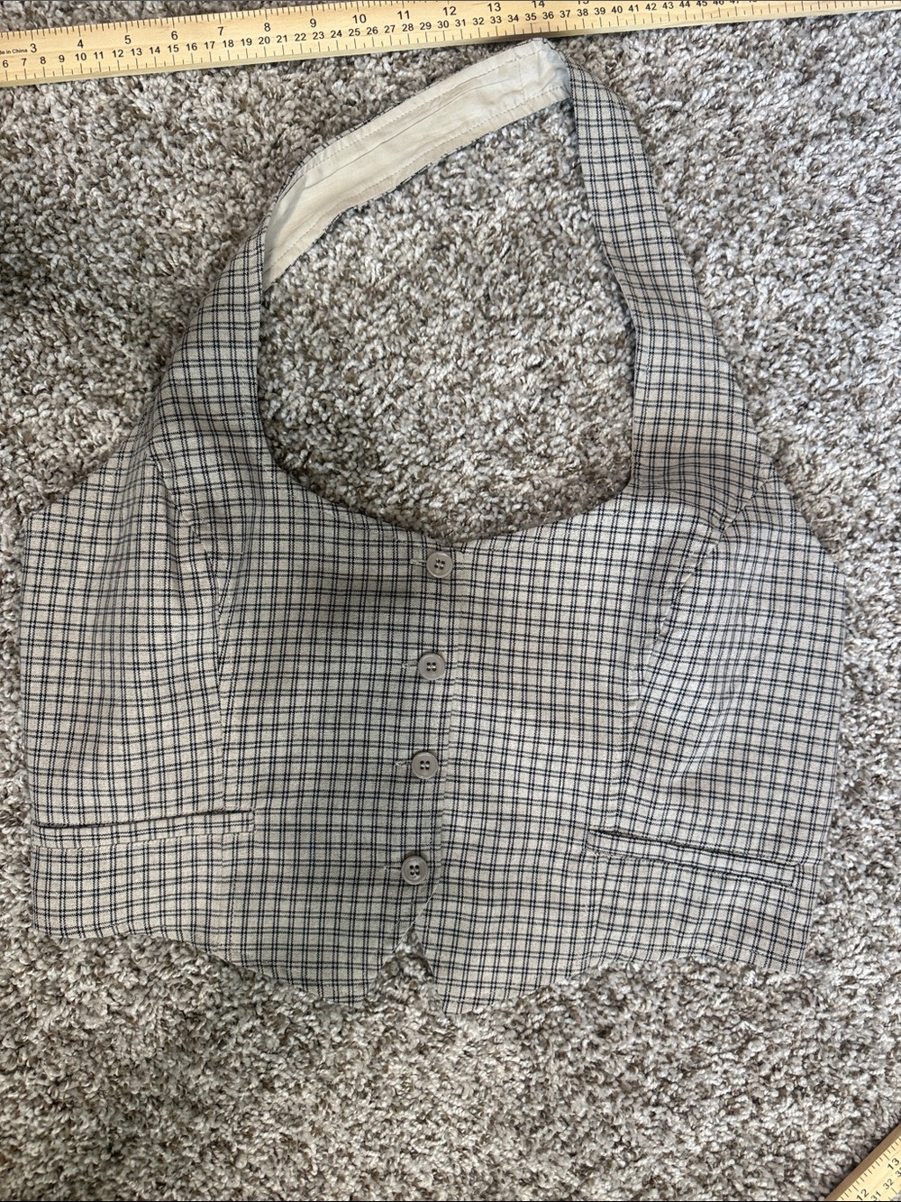 Keep On Charming Plaid Linen Cropped Vest - Picture 3 of 9